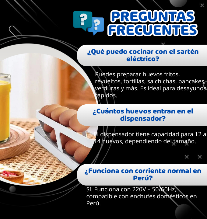 COMBO DESAYUNO PERFECTO – Sartén eléctrica multifuncional + Dispensador de huevos