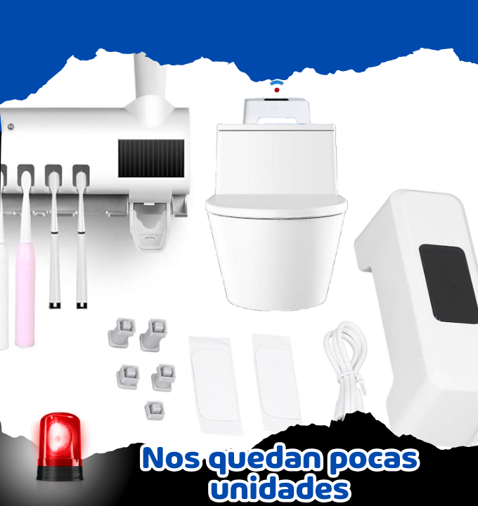 Combo Baño Inteligente TouchFree – Descarga Automática + Dispensador Dental UV